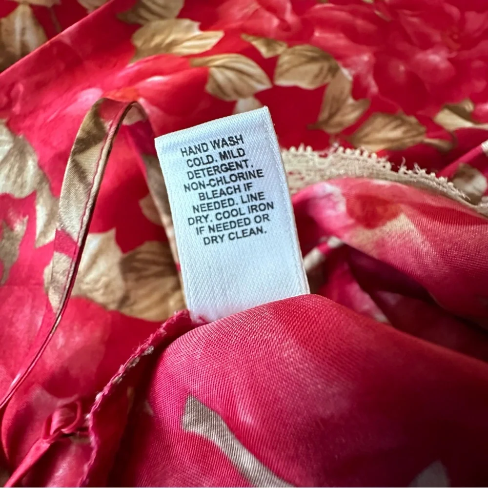 Red/tan Floral Print Silky Nightie - Picture 6 of 6